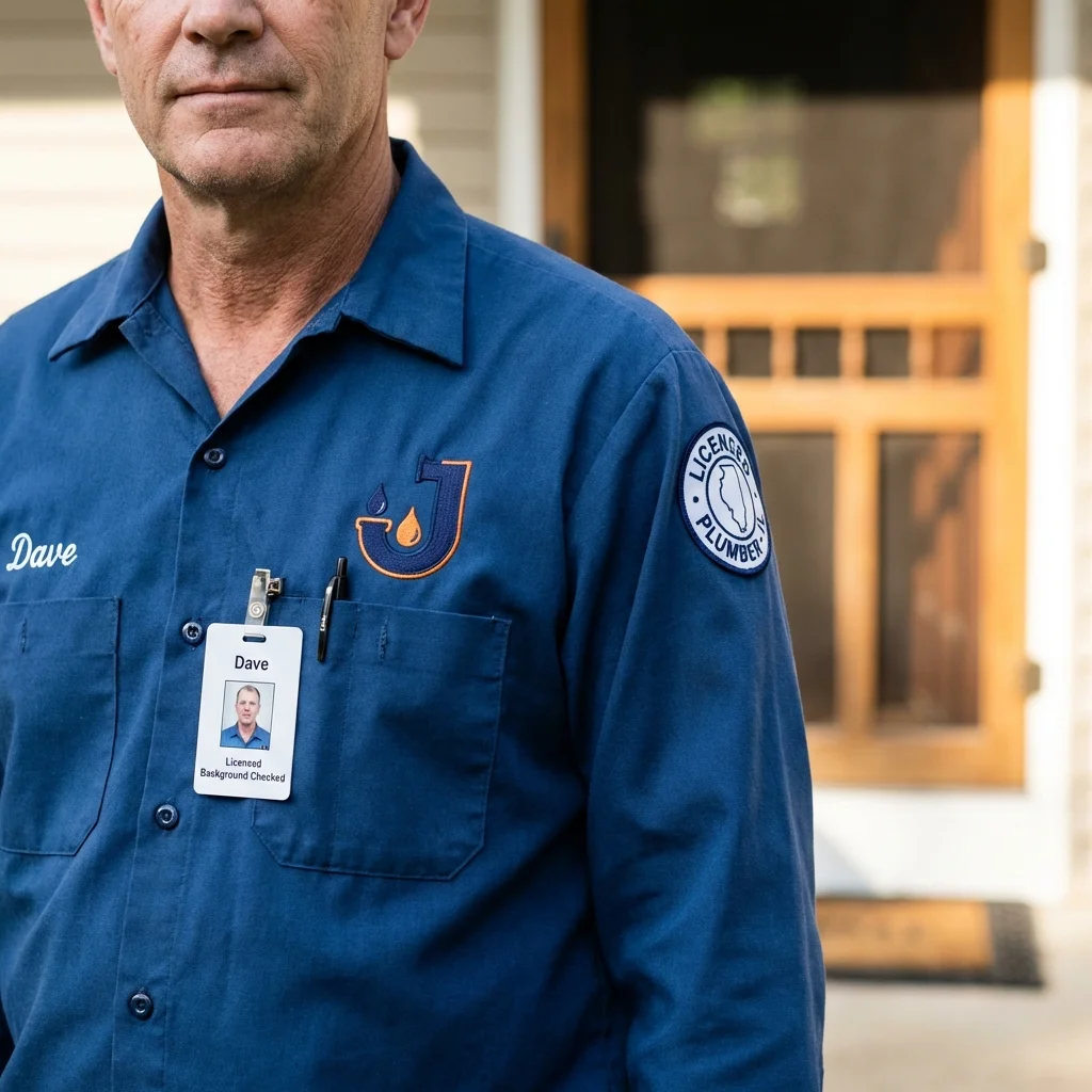 Licensed plumber showing ID badge in Stockbridge, MA