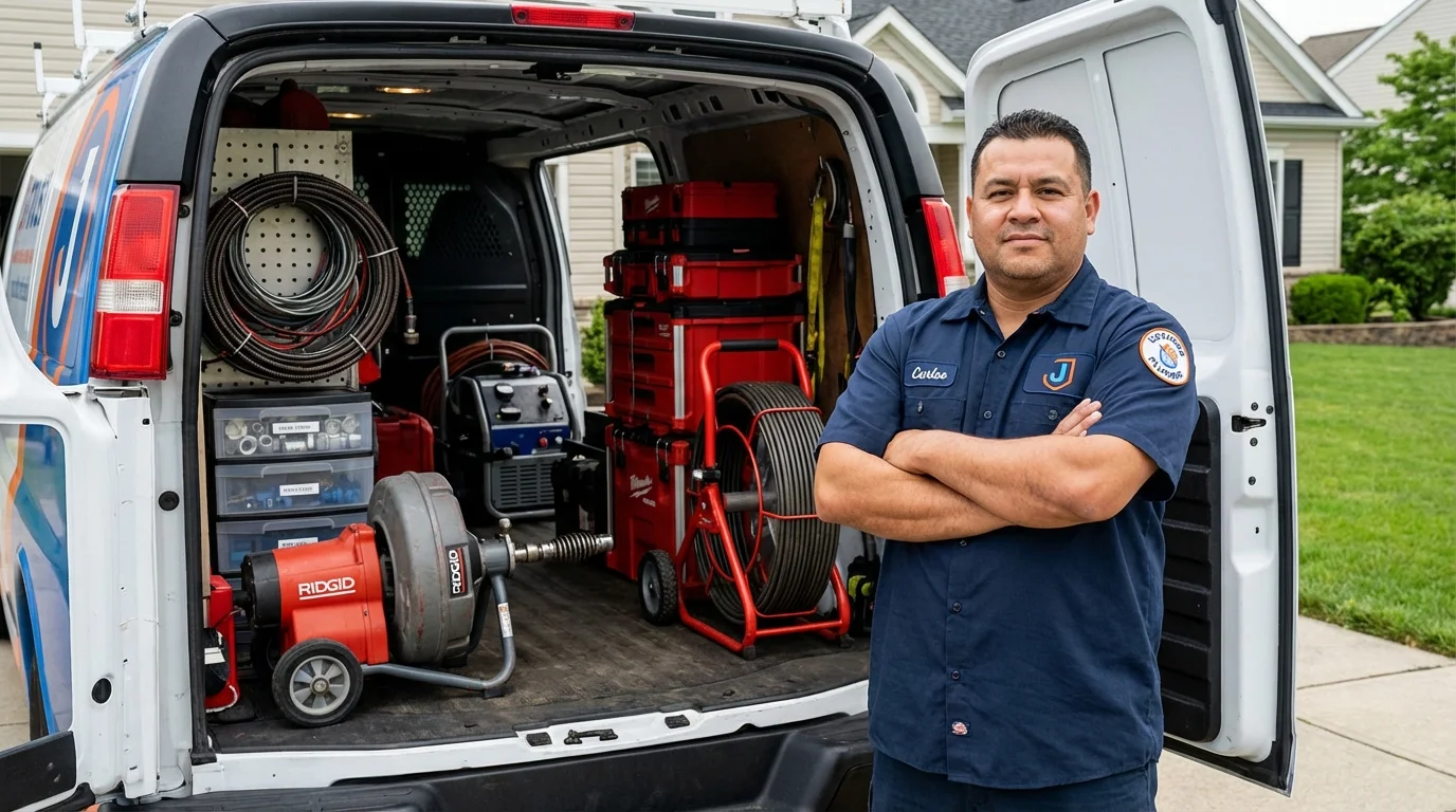 Professional drain cleaning equipment and Johns Plumbing LLC plumber in Stockbridge