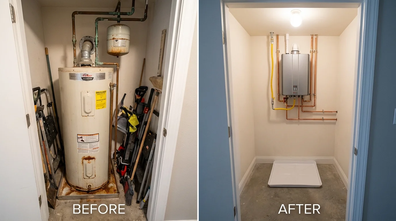 Tank water heater versus wall-mounted tankless unit comparison for Stockbridge, MA homeowners